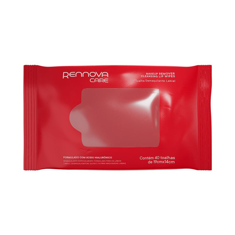 RENNOVA CARE MAKEUP REMOVER CLEANSING LIP WIPES 19 CM X 14 CM 40 UNDS