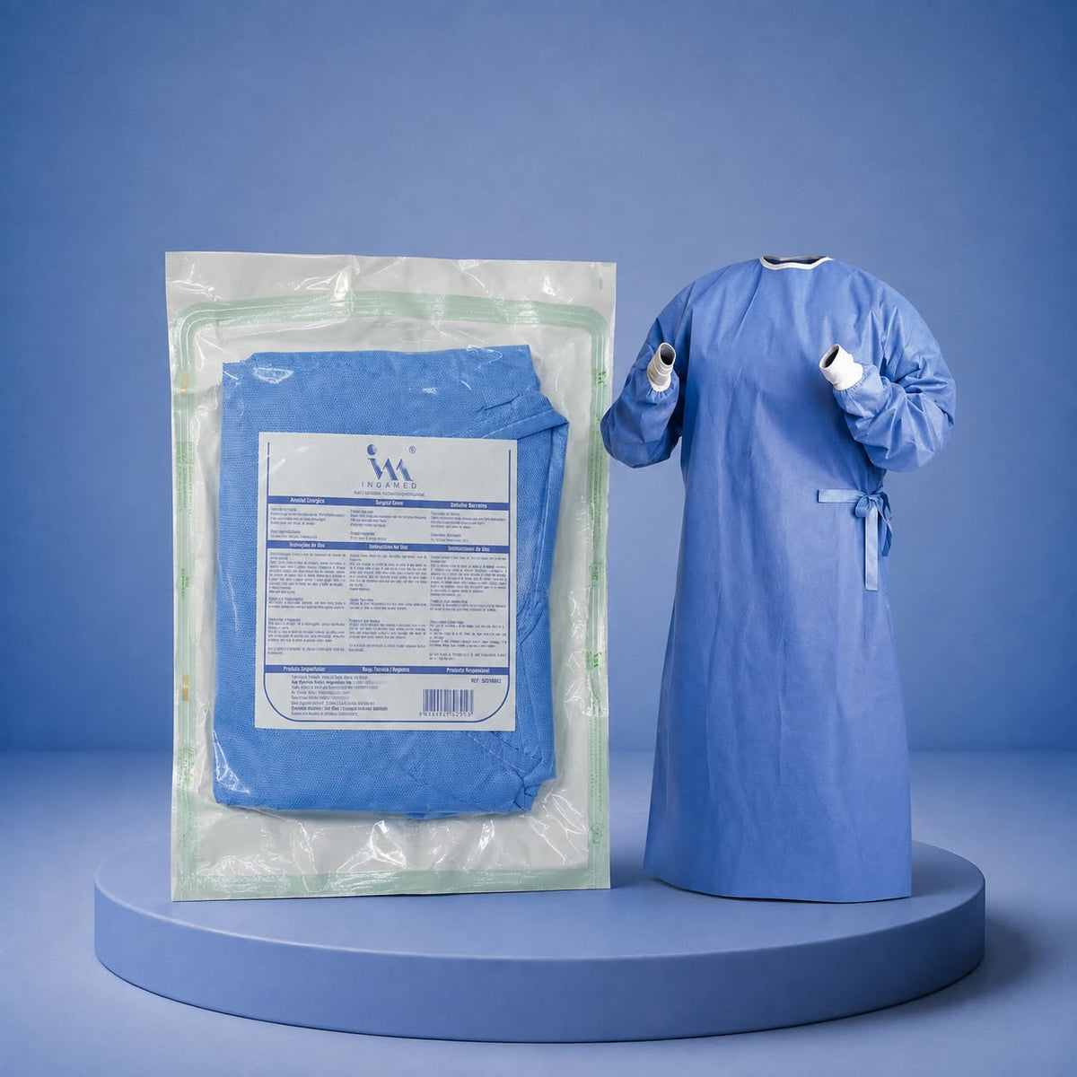 AVENTAL CIRURGICO  TNT 40G  (100% POLIPROPILENO) AZUL GG INGAMED
