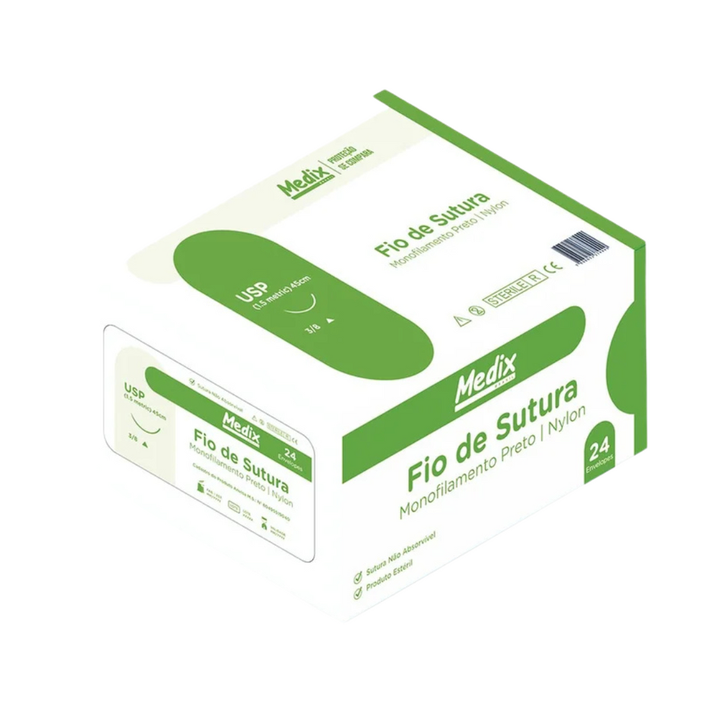 FIO DE SUTURA NYLON 4-0 45 C/AG 30MM 3/8TRIANGULAR C/24 UN MEDIX