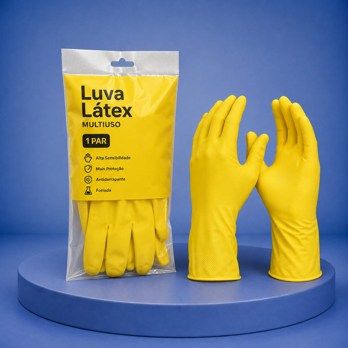 LUVA DE LATEX AMARELA  MULTIUSO PARA LIMPEZA MBLIFE TAM M