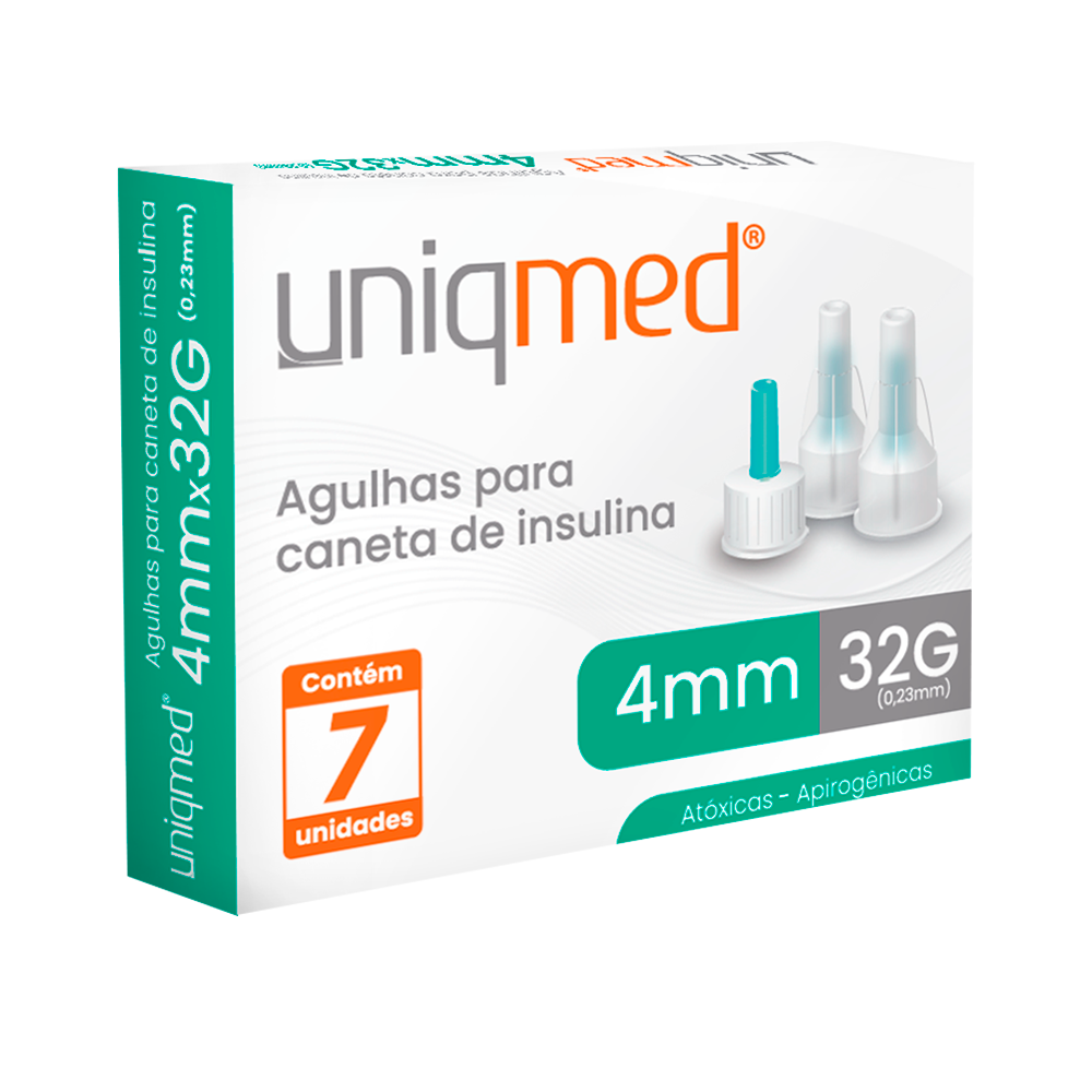 AGULHAS PARA CANETA DE INSULINA 4MMX32G UNIQMED C/7UND