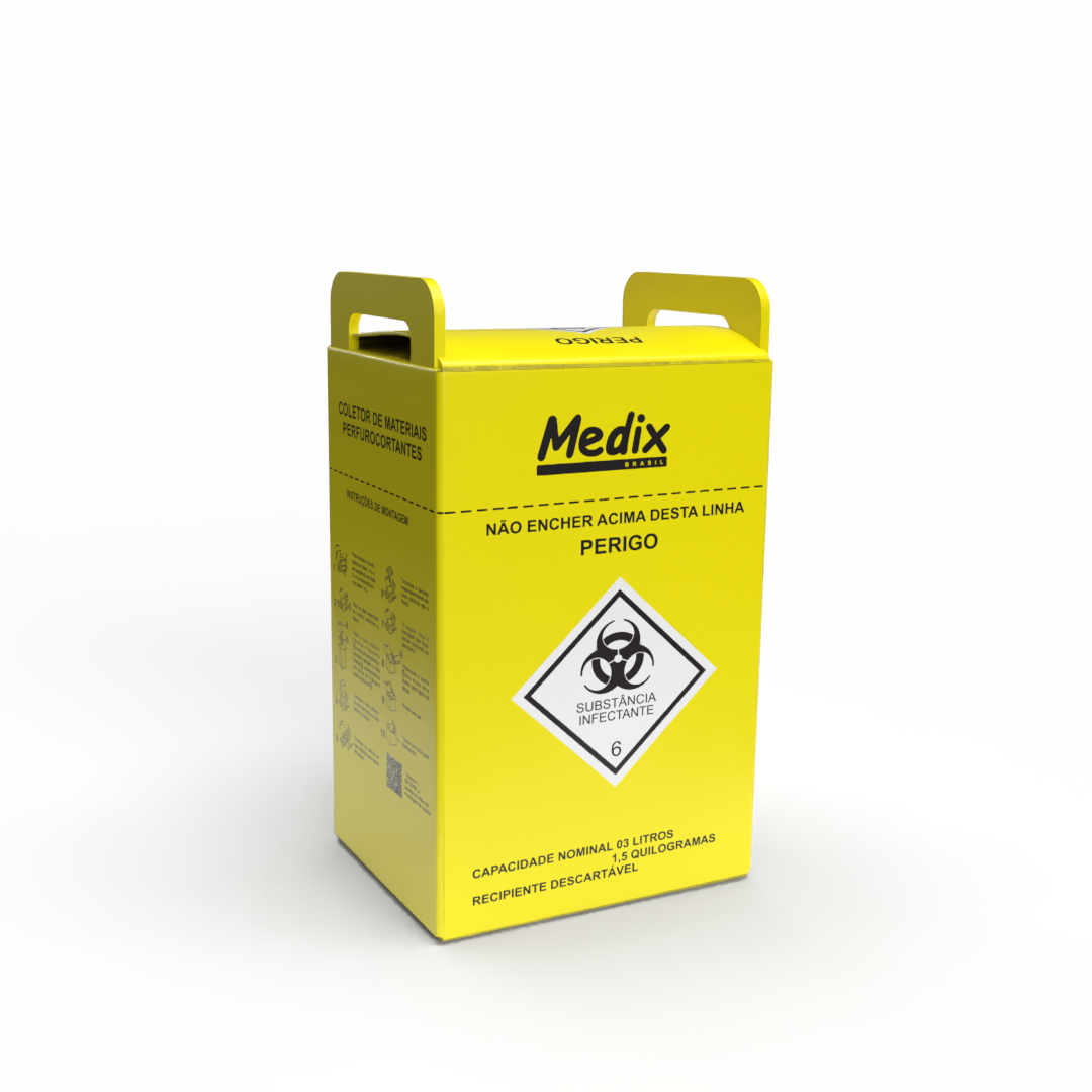 COLETOR PERFURO CORTANTE AMARELO PREMIUM 03 LTS MEDIX