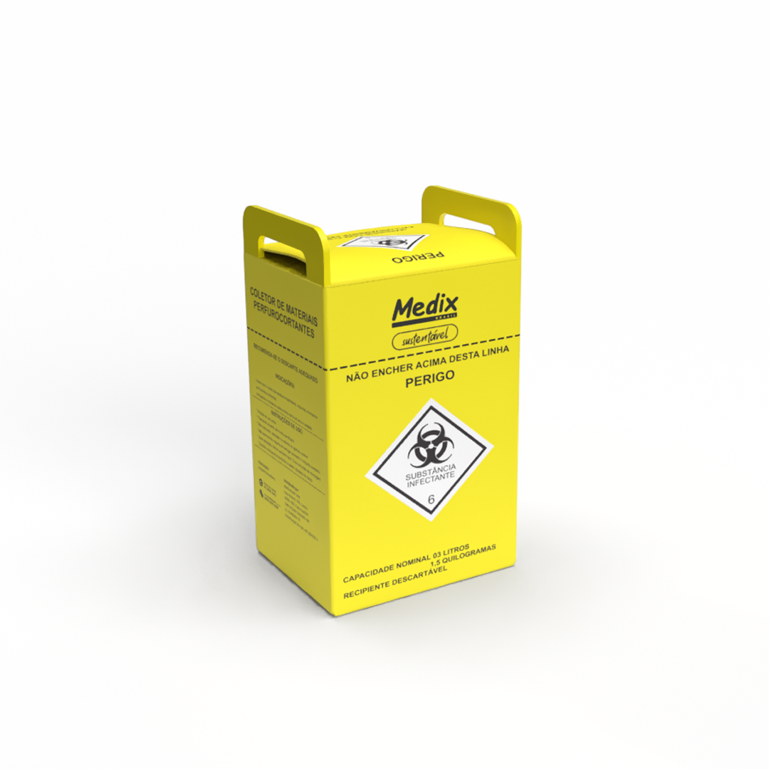 COLETOR PERFURO CORTANTE AMARELO SUSTENTAVEL 03 LTS MEDIX