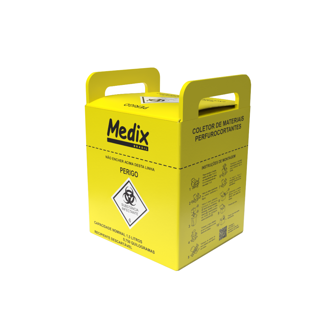 COLETOR PERFURO CORTANTE AMARELO PREMIUM 1,5 LTS MEDIX
