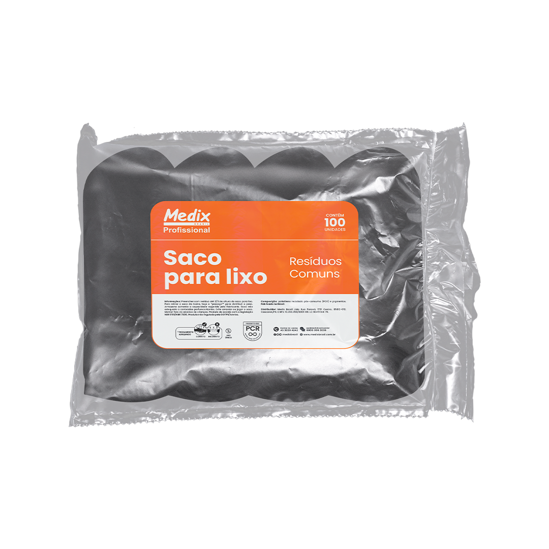 SACO PARA LIXO ROLO PRETO 40L ECONOMICO C/100UN