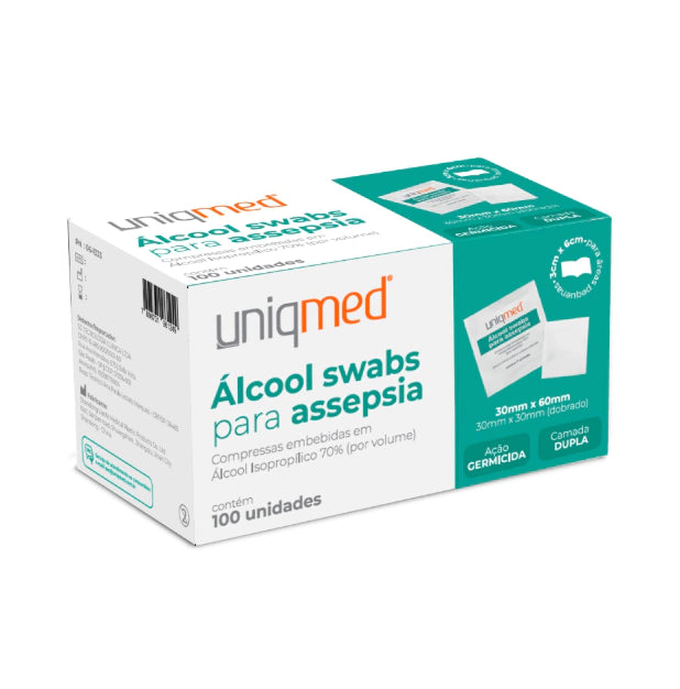 LENCO UMEDECIDO COM ALCOOL 70% SWAB CX C/ 100 UND