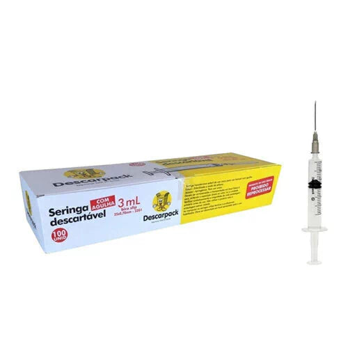 SERINGA 3ML LUER SLIP C/AGULHA DESCARPACK